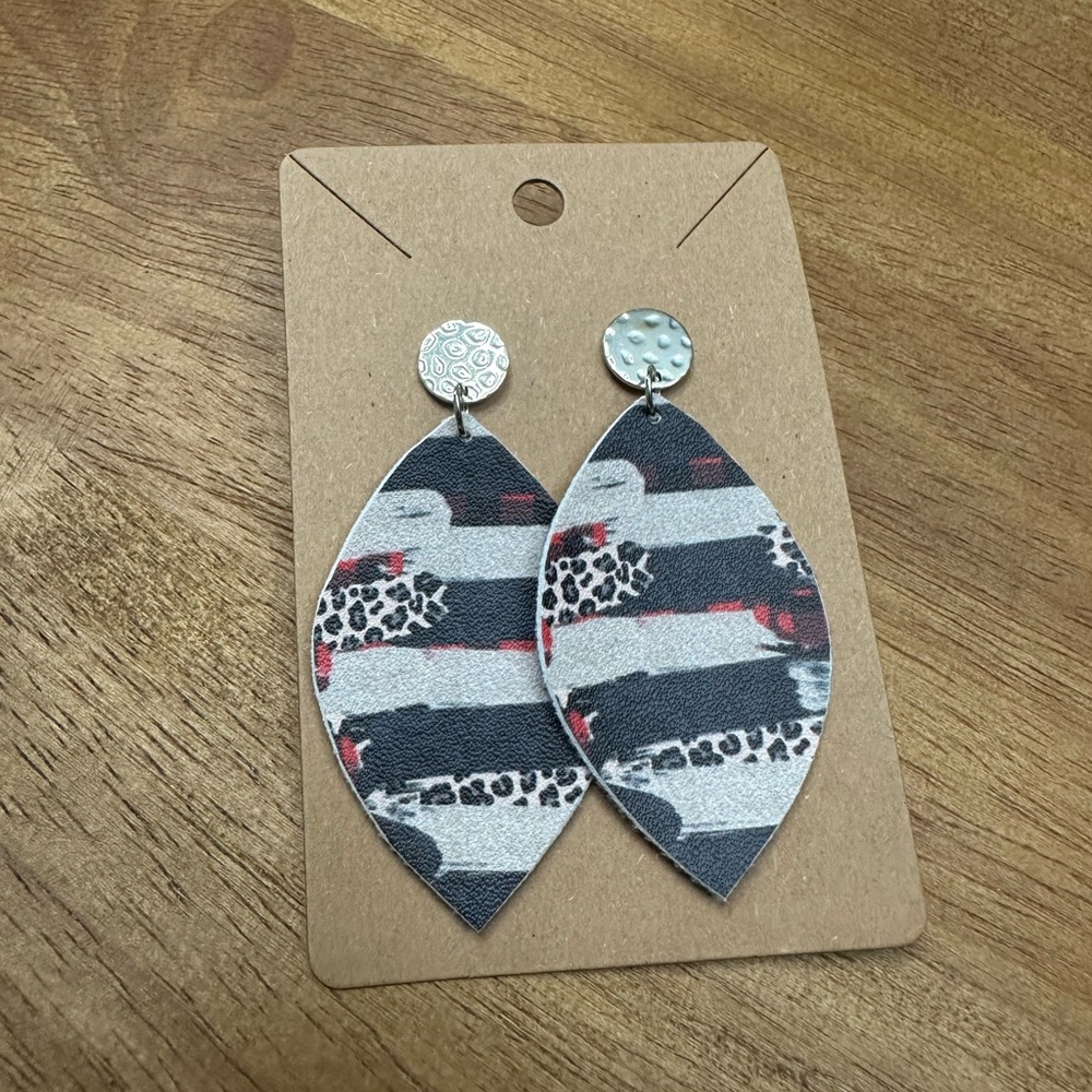 5/$10 Striped‎ Leopard Print Earrings